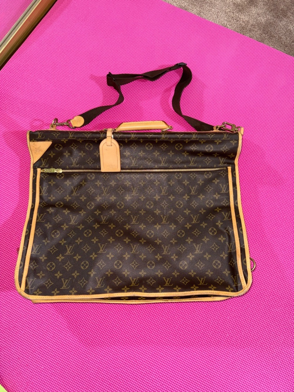 Louis Vuitton Brown Monogram Canvas Garment Bag with Tan Trim